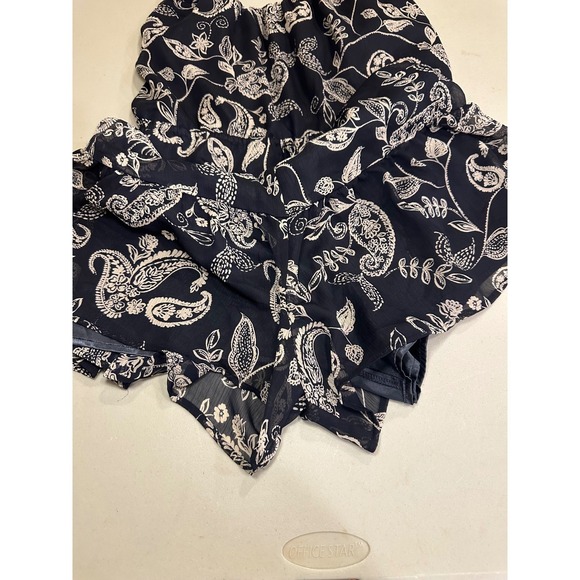 Express Navy Blue Paisley Romper Size L Sleeveless Summer Casual Outfit - Picture 5 of 6